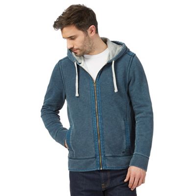 Big and tall dark turquoise pique zip-through hoodie